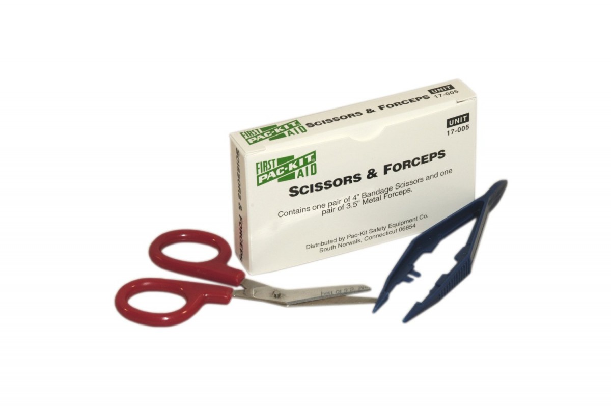 Scissors and Metal Forceps Combination Pack - First Aid Safety